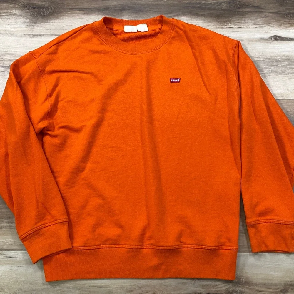 Levis Sweatshirt Mens Small Streetwear Minimalist French Terry Orange Classic
